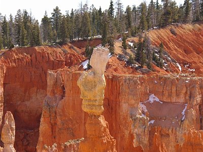 This hoodoo is called   The Rabbit .  Hoodoos don't last very long; the average rate of erosion is calculated at 2-4 feet (.6-1.3 m) every 100 years. Give it a few million years and, poof! no more.