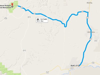 Our route takes us east on 95 and then south on US191 to Bluff, Utah.