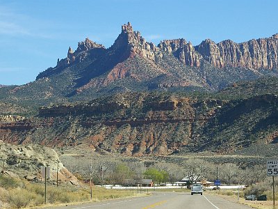 We leave I15 and take SR9 towards Zion National Park. This is Springdale just before the Park Entrance.