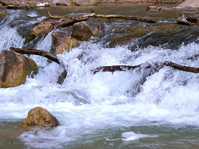 The stream gradient of the Virgin River, whose North Fork flows through Zion Canyon in the park, ranges from 50 to 80 feet  per mile. It is one of the steepest stream gradients in North America.