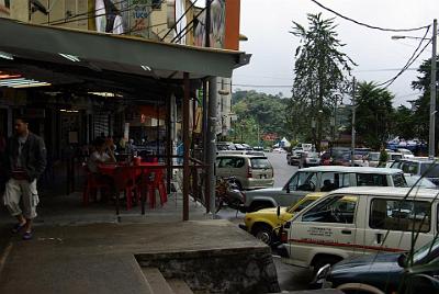 THURSDAY 16 OCTOBER 2008  The cafe area. One owner was very insistent that I stop at his place for lunch.  Shortly after we buy a map and discover that there's a lookout a few kms up the road called Gunung Brinchang. The elevation is 2000 metres at the lookout.