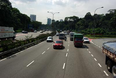 FRIDAY 17 OCTOBER 2008  Looking back along Jalan Damansara,  part of Malaysia's splendid freeway system. Note the excellent condition of the road.