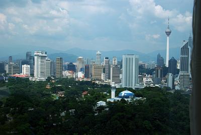 WEDNESDAY 15 OCTOBER 2008  Back at the hotel we can see many of the attractions of KL. The blue-domed building is the planetarium and behind that is Dayabumi Complex.