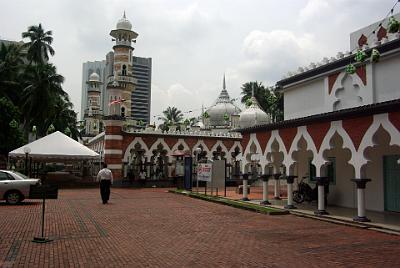 MONDAY 20 OCTOBER 2008  Masjid Jamek (Friday Mosque) was built in 1907.  It was designed by the British architect AB Hubback who sought inspiration from Moghul mosques in India.