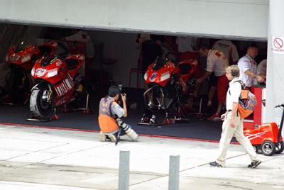 SATURDAY 18 OCTOBER 2008  Casey Stoner and Marco Melandri's garage.