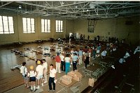 1986 US Nationals at Lake Charles Louisiana  Brian and Val Eather join us for a visit to the US Nationals - our first. Brian's plane is visible on the floor and   Kareela I  is there somewhere.