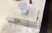 2019 Draco 3   I make a wet mix of West Systems epoxy, slow set hardener and micro-balloons and put the mixture in a glass syringe.