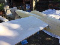 2019 Draco 3   Fuselage undercoat completely sanded. Time to remove undercoat from horizontal surfaces