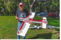 Early 2017  And it's good as new.  This picture was taken in March 2017 at an F2B competition at Luddenham, NSW.  I flew reasonably well in the first round.  I was second-last away in the second round by which time the rain clouds had come and the wind was fierce; I got blown out of the sky. I hated it. On the way home, feeling all bitter and twisted, I said to myself, "Now I know why I don't fly in competitions any more. That was absolute crap." I felt better after I got home and kicked the dog.