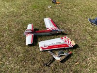 29 August 2020  When a foam-wing plane crashes, it is usually finito and this plane was beyond repair; most of it finished up in the garbage.  This is the second plane I have crashed this year because of carelessness.      Return to the home page