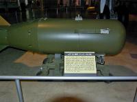 The  "LITTLE BOY" ATOMIC BOMB was the first nuclear weapon used in warfare. It was delivered by the B-29 Enola Gay (on display at the Smithsonian National Air & Space Museum) and detonated at an altitude of 1,800 feet over Hiroshima, Japan, on Aug. 6, 1945. The "Little Boy" was a gun-type weapon that detonated by firing one mass of uranium down a cylinder into another mass to create a self-sustaining nuclear reaction. : 2009-11-04 USA Air Force Museum