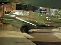 This Me 163B (S/N 191095) may have been sabotaged while under construction, perhaps by the forced laborers building it in Germany. A small stone was wedged between the fuselage fuel tank and a supporting strap (which could have eventually caused a dangerous fuel leak), and there was contaminated glue in the wing structure (which could have caused a failure of the wing in flight). : 2009-11-04 USA Air Force Museum