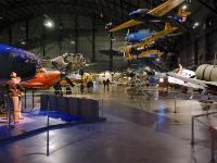 This part of the gallery displays aircraft from the early part of WWII. Hanging from the roof are a LAISTER-KAUFFMANN TG-4A Glider, a VULTEE BT-13B VALIANT basic trainer and a  STEARMAN PT-13D KAYDET biplane primary trainer : 2009-11-04 USA Air Force Museum