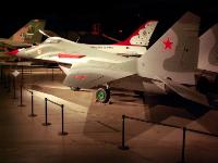 The aircraft on display was an early model Soviet Air Force MiG-29A stationed at Kubinka Air Base near Moscow. It was one of the six MiG-29s that made a good will visit to Kuoppio-Rissala, Finland in July 1986. This event marked the first public display of the MiG-29. Note the crude finish at the wing fence before it extends into the fin. : 2009-11-04 USA Air Force Museum