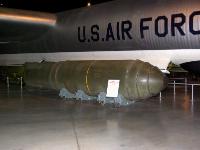 The MARK 17 THERMONUCLEAR BOMB The MK-17 was the first operational USAF thermonuclear "H-Bomb". The "H" refers to the hydrogen which was fused under intense heat conditions to produce unprecedented energy yields. The MK-17 was carried by B-36s and was in service from 1954 until 1957. By today's standards, it was extremely large and heavy. It had a casing 3 1/2 inches thick, a length of 24 feet 10 inches, diameter of 5 feet 2 inches and a loaded weight of 41,400 pounds.  Isn't progress wonderful? : 2009-11-04 USA Air Force Museum