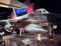 The B-58A on display set three speed records while flying from Los Angeles to New York and back on March 5, 1962. For this effort, the crew received the Bendix and Mackay Trophies for 1962. It was flown to the museum in December 1969. : 2009-11-04 USA Air Force Museum