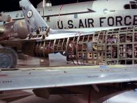 The museum obtained the F-86H on display from the New Jersey Air National Guard in November 1964. It is exhibited with part of its stressed skin removed to show the internal structure and placement of equipment.  You can see where the fuselage splits in two to get at the engine : 2009-11-04 USA Air Force Museum