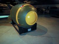 The MARK VI NUCLEAR BOMB was developed in 1949 and was basically an improved? version of the "Fat Man" bomb that was dropped on Nagasaki, Japan in 1945.  It was the USAF's first mass produced nuclear weapon. The last Mark VI was retired in 1962. : 2009-11-04 USA Air Force Museum