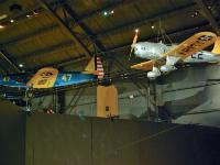 RYAN YPT-16 (foreground) became the first monoplane acquired by the U.S. Army Air Corps as a primary trainer. It had a metal fuselage and wooden wing spars with fabric covering and external wire bracing.   FAIRCHILD PT-19A CORNELL (rear) Fairchild developed the PT-19 in 1938 to satisfy a military requirement for a rugged monoplane primary trainer and it went into quantity production in 1940.  Altogether, the U.S. Army Air Forces accepted 7,742 Cornells, of which 4,889 were PT-19s. Howard Phillips of Seattle donated the PT-19A on display at the museum in November 1984. : 2009-11-04 USA Air Force Museum