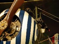 This reproduction was rebuilt by museum personnel. It contains wood and hardware from an original Nieuport 28. The aircraft is painted and marked to represent a Nieuport of the 95th Aero Squadron, Third Flight, as it appeared in July 1918. It was placed on display in May 1994. : 2009-11-04 USA Air Force Museum