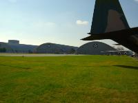 The hangar on the right carries the National insignia for the period 1919-1942. The centre hangar is for 1942-1943 while the remaining hangar carries the insignia from 1947 when the US Air Force was formed as a separate branch of the military. : 2009-11-04 USA Air Force Museum