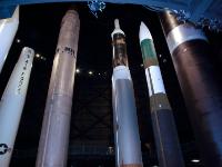 Second from the right is the BOEING LGM-30G MINUTEMAN III Intercontinental Ballistic Missile (ICBM). It is  is the U.S.'s only current operational land-based strategic nuclear missile. It is one leg of the nuclear deterrent "triad" that also includes USAF bombers and U.S. Navy submarine-launched missiles. U.S. nuclear forces are on alert at all times, ensuring a swift response in the event of a nuclear attack. There is a display about how this weapon is deployed. : 2009-11-04 USA Air Force Museum