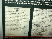 In August or September 1941, Pilot Officer Magee composed "High Flight" and sent a copy to his parents. Several months later, on Dec. 11 1941, his Spitfire collided with another plane over England and Magee, only 19 years of age, crashed to his death. His remains are buried in the churchyard cemetery at Scopwick, Lincolnshire. A copy of this poem, signed by my friends in California when I left the USA in 1988, hangs on my wall at home. : 2009-11-04 USA Air Force Museum