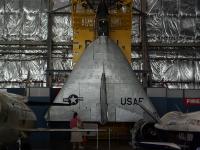 The RYAN X-13 VERTIJET was  designed to test the idea of vertical takeoff, transition to horizontal flight and return to vertical flight for landing by jet aircraft. The X-13 on display, one of two built, was the Vertijet that made a full-cycle flight on April 11 1957. It was transferred to the museum in 1959. : 2009-11-04 USA Air Force Museum