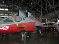 Three F-107As were built as prototypes and were test flown extensively. It did not go into production when the Republic F-105 was selected as the standard fighter-bomber for the Tactical Air Command. The F-107A on display is aircraft No. 2 and it was used for weapons testing with both conventional and atomic bombs. It was flown to the museum on Nov. 25, 1957. : 2009-11-04 USA Air Force Museum