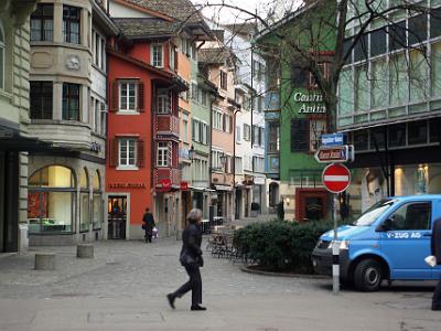 A small street that branches of Bahnhofstraße, a street full of high class stores in Zurich, Switzerland.