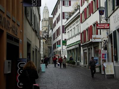 Cobble stone pavers add character to Zurich's city's streets.