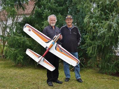 Langenau-Albeck, in Claus' backyard with one of his beautifully-crafted models.