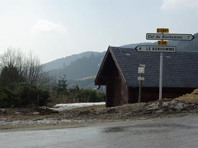 Friday 2009-04-03 &nbsp;&nbsp;&nbsp;  Col des Bagenelles   Le Bonhomme was a very small village on the way up the hill. We're following hwy 48 to Sainte-Marie-aux-mines.