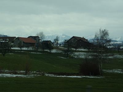 Thursday 2009-03-26&nbsp;&nbsp;&nbsp;    On the A4 heading east   The alps come into view