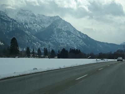 Thursday 2009-03-26  &nbsp;&nbsp;&nbsp;  On the B17 Germany   And there it is - our first glimpse of Neuschwanstein.  What a glorious setting!