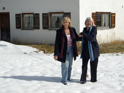 Friday 2009-03-27 &nbsp;&nbsp;&nbsp;  The village of Schwangau   As is traditional when Jenni and Bonnie see some snow, they stage a snow fight for our entertainment.