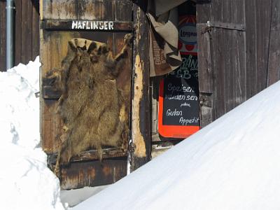 Saturday 2009-03-28 &nbsp;&nbsp;&nbsp;  at the top of Tegelberg Mountain  A small store was open but the entry was blocked by snow.