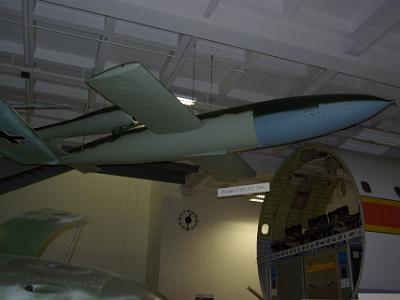 Sunday 2009-03-29&nbsp;&nbsp;&nbsp;   Deutsches Museum - Munich  The Fieseler Fi 103, V1,  was a cruise missile used during WWII. It was developed at Peenemünde by the Luftwaffe.  Between 13 June 1944 and 29 March 1945, it was fired at population centres such as London and Antwerp. V-1s were launched from "ski" launch sites along the French and Dutch coasts until the sites were overrun by Allied forces.