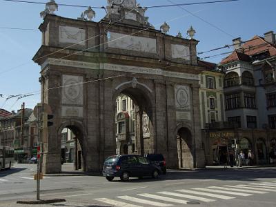 Wednesday 2009-04-01   &nbsp;&nbsp;&nbsp; Maria-Theresien Straße, Innsbruck Austria   The Triumphal Arch was erected in 1765 on the betrothal of Emperor Leopold II of Tuscany to Maria Ludovica of Spain.