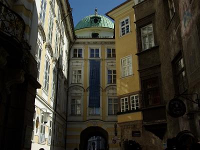 Wednesday 2009-04-01&nbsp;&nbsp;&nbsp;    Hofgaße Innsbruck Austria   This is the SE corner of the Hofburg Palace