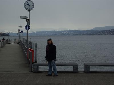 Wednesday 2009-03-25 &nbsp;&nbsp;Zurich Switzerland  Zürichsee is the large lake on which Zürich is situated. At the moment, snow on the Alps is visible.