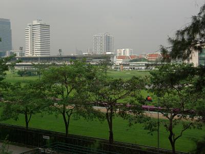 Tuesday 2009-04-07 &nbsp;&nbsp;&nbsp;  The Royal Bangkok Sports Club   The club's grounds include a golf course ringed by a horse racing track and a huge clubhouse. Races are held every two weeks on Sunday 12:30-6 pm. Club members can participate in more than 20 sports and there is also a gym, restaurants, a bar and a beauty parlor.