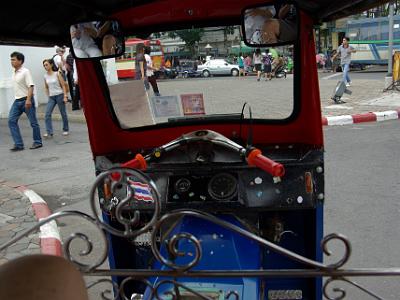 Tuesday 2009-04-07&nbsp;&nbsp;&nbsp;  The Tuk-Tuk ride   He has a suggestion: take a Tuk-Tuk ride and visit other attractions in the area, cost about $2.50. This seems like a bargain so we agree. Two Tuk-Tuks magically appear (the ones with the white number plates are reputable he assures us).