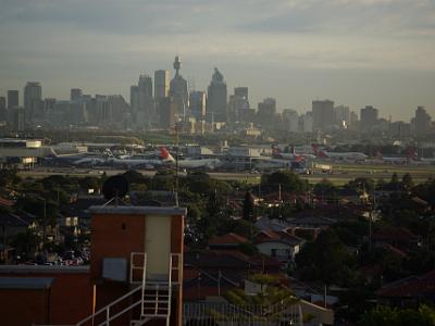 Monday 2009-03-16&nbsp;&nbsp;  Morning at Sydney airport  We woke up in view of the airport. To add insult to injury, the rescheduled plane left at 4:30pm, two hours later than the regularly scheduled flight.