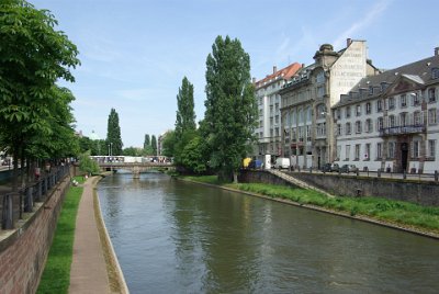 Monday 14 June, 2010  After lunch, we drove into Strasbourg and Michele showed us where we could safely park the car in the hotel garage when we go to Paris on July 7. She parked her car in the hotel parking lot and then we walked (I hobbled) across the River Ill that surrounds the old part of Strasbourg. : 2010-06-14 Strasbourg