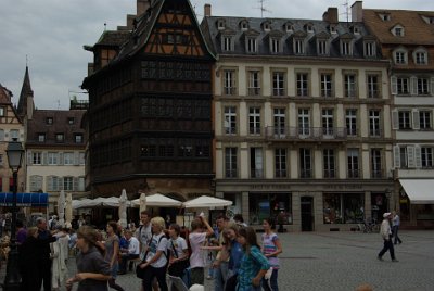 Monday 14 June, 2010   It is situated north-west of the Strasbourg Cathedral.  The building's interior has been decorated with lavish frescoes by Alsatian painter Léo Schnug (1878-1933). It now houses a restaurant, which to our great delight, is where we were taken for dinner. : 2010-06-14 Strasbourg