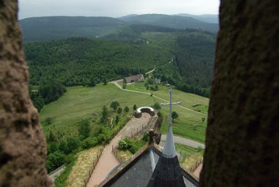 Wednesday 16  June, 2010  We climb narrow winding stairs up the inside of the tower. We alight on a ledge without too many safety features and it was a bit scary. : 2010-06-16 Rocher of Dabo