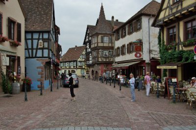 Tuesday 15  June, 2010  This is  Kaysersberg's  main road through the old town. It is lined with many corbelled (half-timbered) homes, most of which date from the 15th and 16th centuries : 2010-06-15 voges