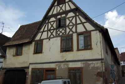 Tuesday 6 July, 2010 &nbsp;  This old house in Rue de la Synagogue  has a half-timbered top storey. : 2010-07-06 Romanswiller