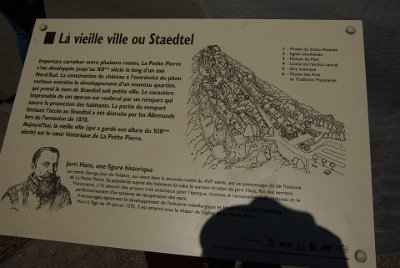 Wednesday 7 July, 2010 &nbsp;   "The old town or Staedtel" was abandoned in 1870 when Alsace/Lorraine became part of Germany.  Jerri-Hans, Count of La Petite Pierre,  sought to develop the industry of La Petite Pierre by granting forest rights to glassmakers. Jerri-hans gained the nickname of "Prince of glass."  Rene LaLique established himself in this area and a museum dedicated to him is to open in 2011 in Wingen-sur-Moder, a town close by. : 2010-07-02 JGR EAGLES NEST
